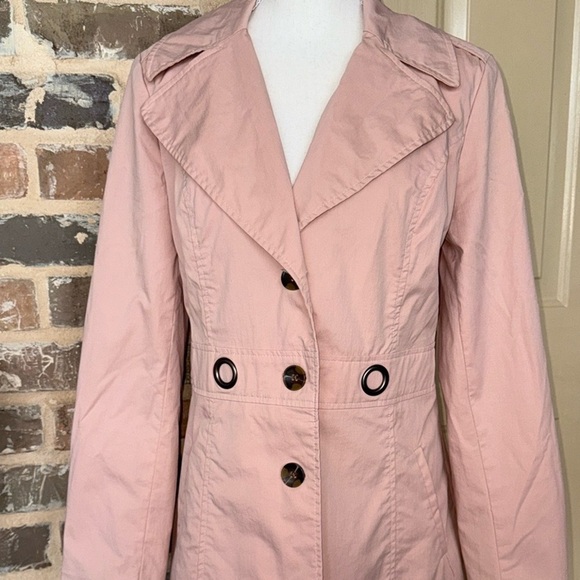 Sandro Peach Tan Short Trench Utility Jacket Self Tie Cotton Blend - Picture 12 of 13